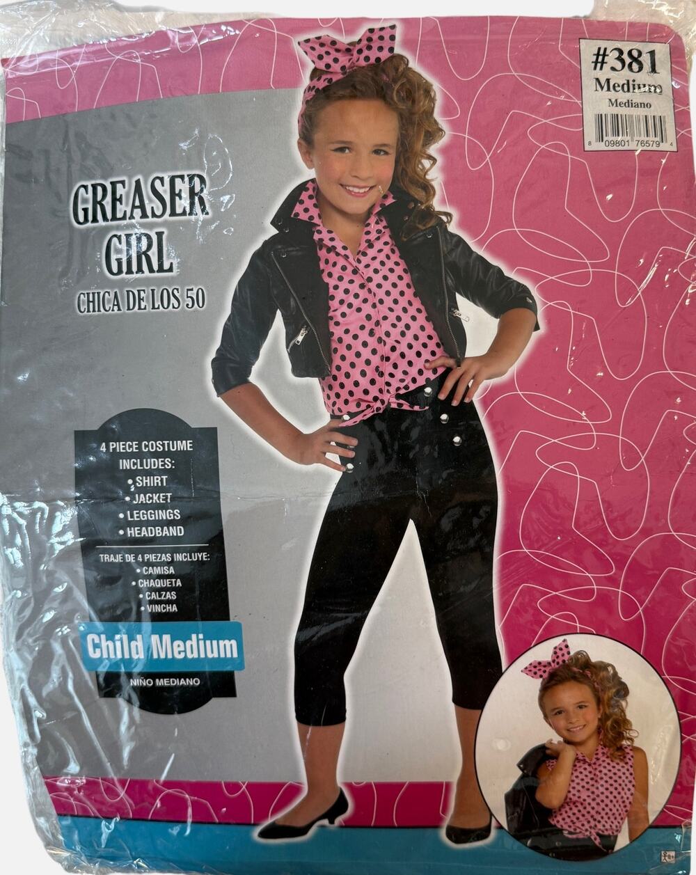Greaser Girl" 4-Piece Retro 1950s Halloween Costume in a Child Medium